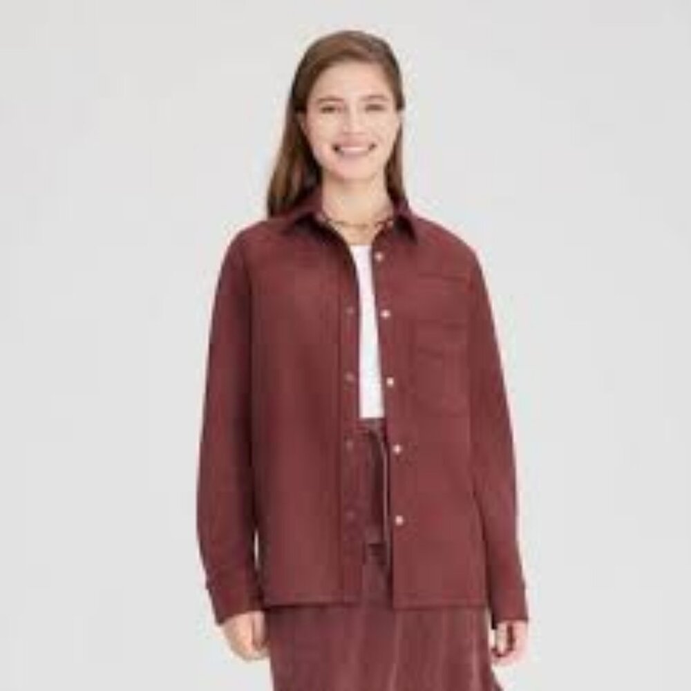 ~Women's Long Sleeve Faux Suede Western Button-Down Shirt - Universal Thread~S~